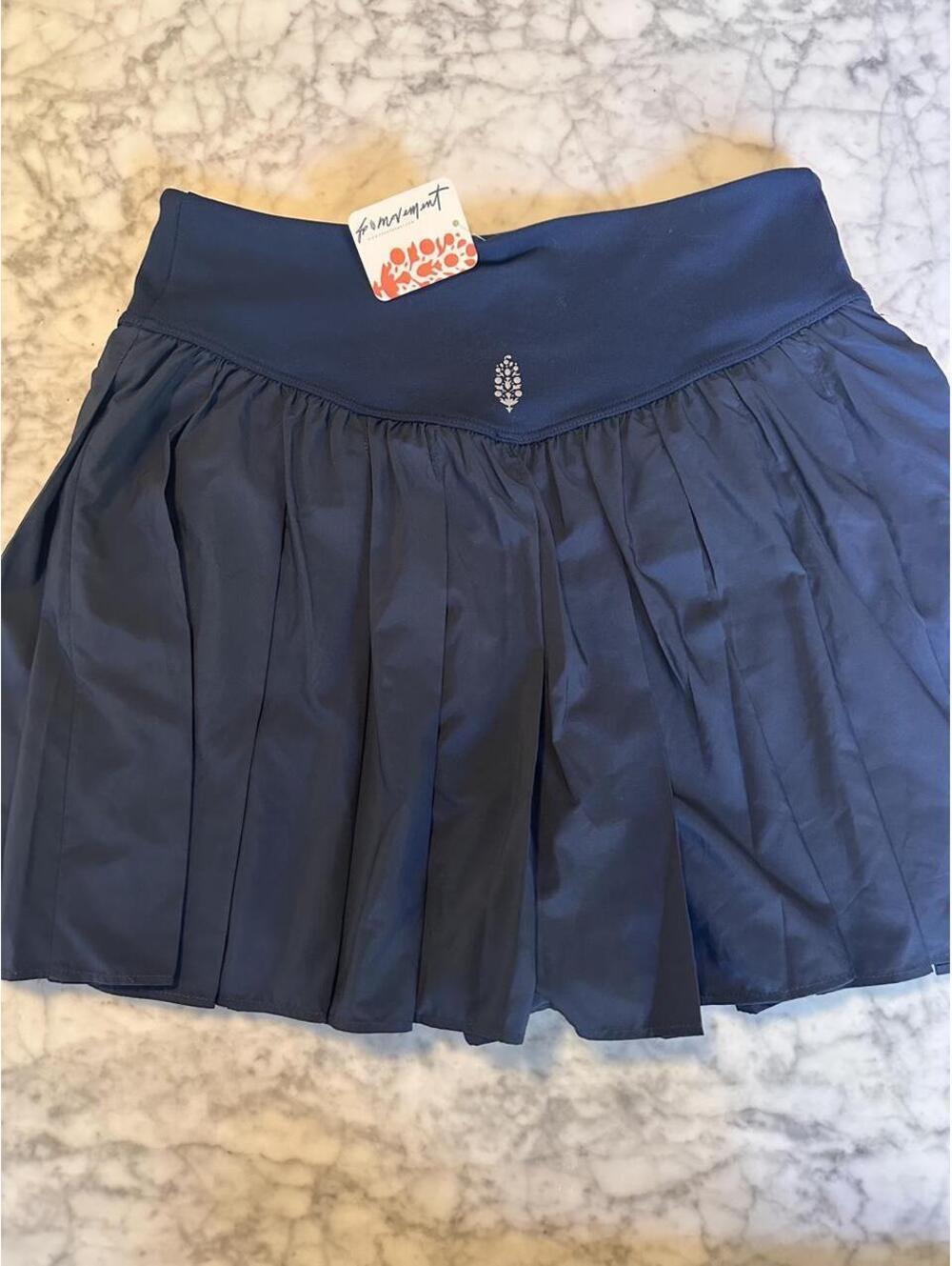 Free People Midnight Navy Pleated Skirt